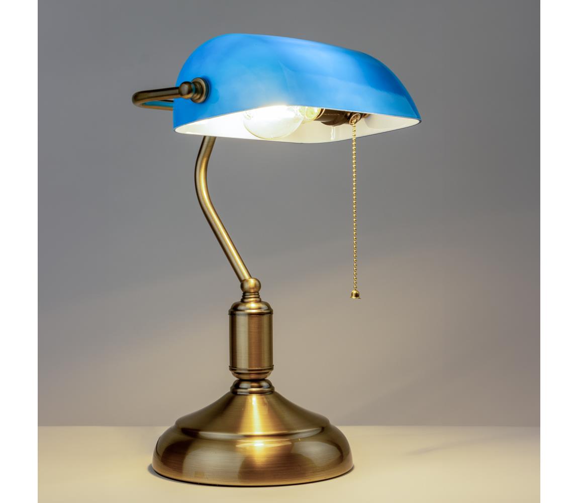 Brilagi - Lampa stołowa BANK OFFICE 1xE27/60W/230V mosiądz/niebieska