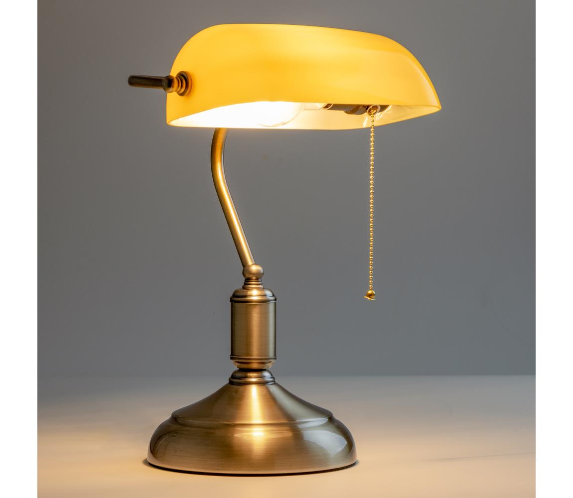 Brilagi - Lampa stołowa BANK OFFICE 1xE27/60W/230V mosiądz/pomarańczowa
