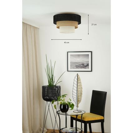 Brilagi -Lampa sufitowa ASPEN LUNETA 1xE27/15W/230V śr. 45 czarna/beżowa/kremowa