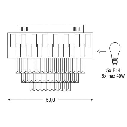 BRILAGI - Lampa sufitowa AURELIA 5xE14/40W/230V Ø 50 cm czarna