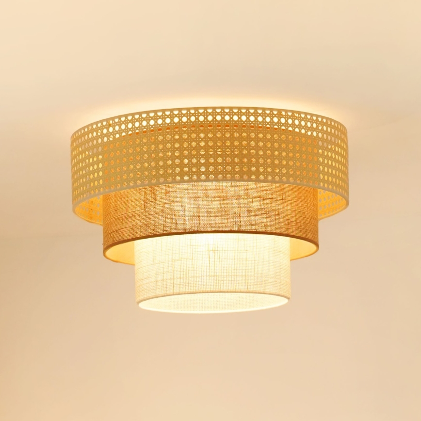 Brilagi - Lampa sufitowa CEDAR LUNETA 1xE27/15W/230V śr. 45 cm rattan/brązowy/kremowy