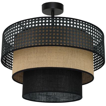 Brilagi - Plafon DAKOTA LUNETA 1xE27/15W/230V śr. 45 cm czarny/rattan