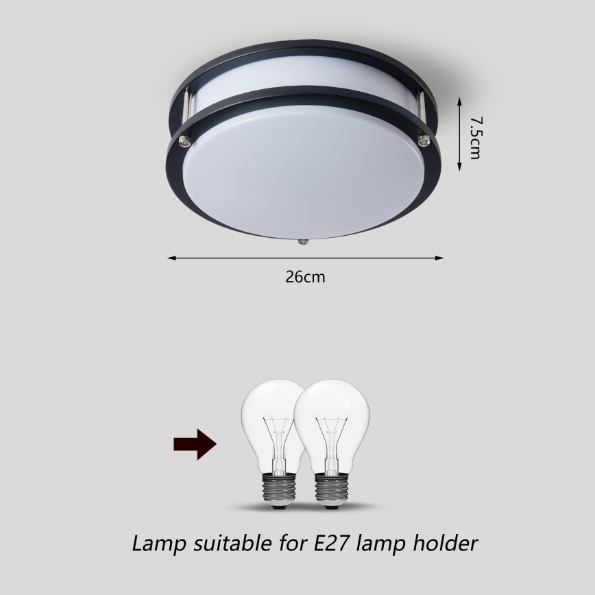 Brilagi - Lampa sufitowa ELARO 2xE27/40W/230V śr. 26 cm czarna