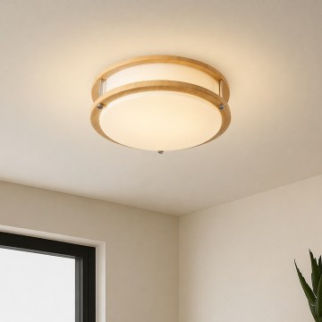 Brilagi - Lampa sufitowa ELARO 2xE27/40W/230V, śr. 26 cm, wykończenie w dekorze drewna