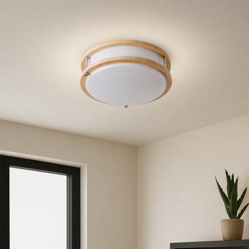 Brilagi - Lampa sufitowa ELARO 2xE27/40W/230V, śr. 26 cm, wykończenie w dekorze drewna