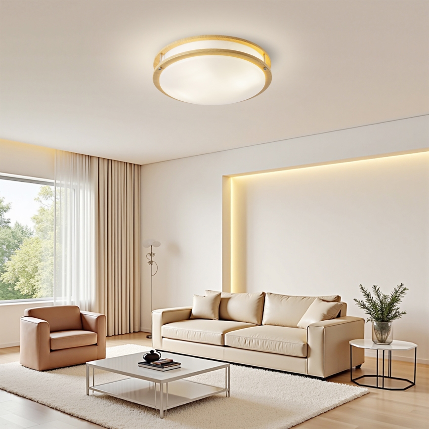 Brilagi - Lampa sufitowa ELARO 4xE27/40W/230V Ø 41 cm, dekor drewna