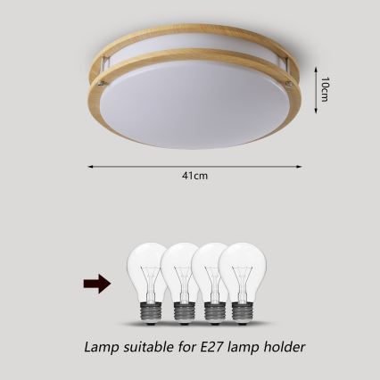 Brilagi - Lampa sufitowa ELARO 4xE27/40W/230V Ø 41 cm, dekor drewna