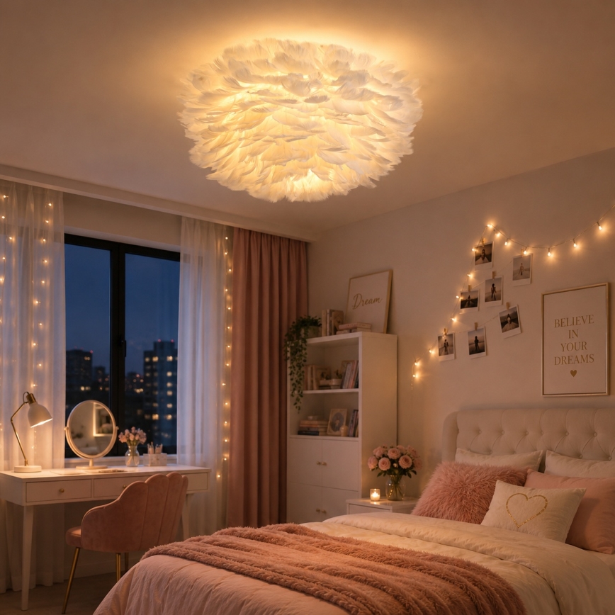Brilagi - Lampa sufitowa FEATHER 3xE27/40W/230V śr. 50 cm biała