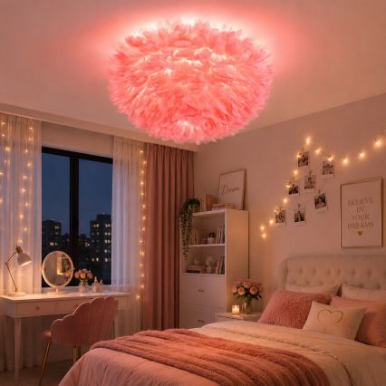 Brilagi - Lampa sufitowa FEATHER 3xE27/40W/230V śr. 50 cm różowa