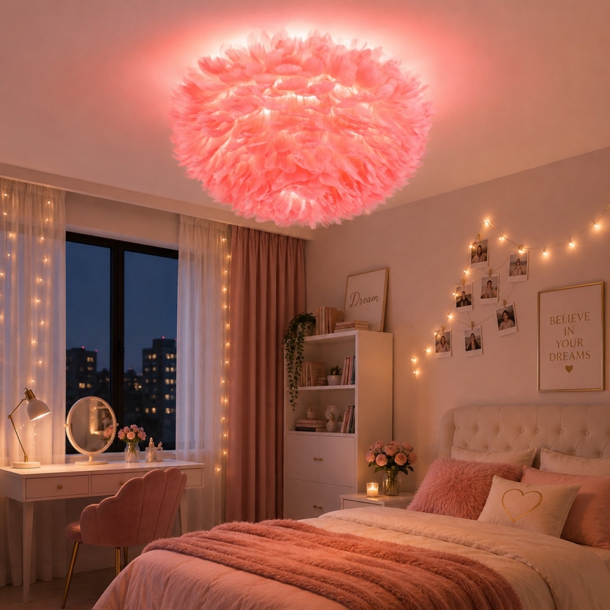 Brilagi - Lampa sufitowa FEATHER 3xE27/40W/230V śr. 50 cm różowa