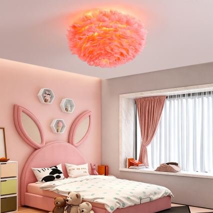 Brilagi - Lampa sufitowa FEATHER 3xE27/40W/230V śr. 50 cm różowa