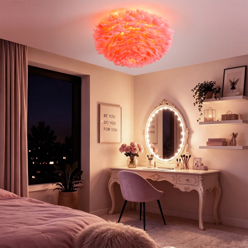 Brilagi - Lampa sufitowa FEATHER 3xE27/40W/230V śr. 50 cm różowa