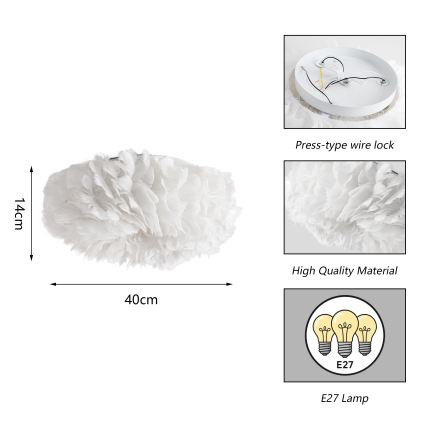 Brilagi - Lampa sufitowa FEATHER 3xE27/40W/230V Ø 40 cm biała