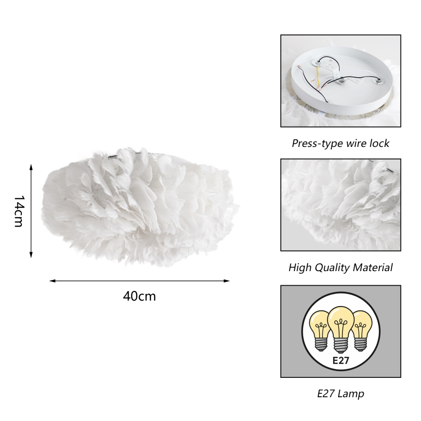 Brilagi - Lampa sufitowa FEATHER 3xE27/40W/230V Ø 40 cm biała