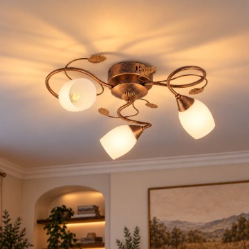 BRILAGI - Lampa sufitowa GRACE 3xE27/40W/230V Ø 53 cm patyna/miedziana