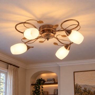 BRILAGI - Lampa sufitowa GRACE 4xE27/40W/230V śr. 68 cm patyna/miedziana