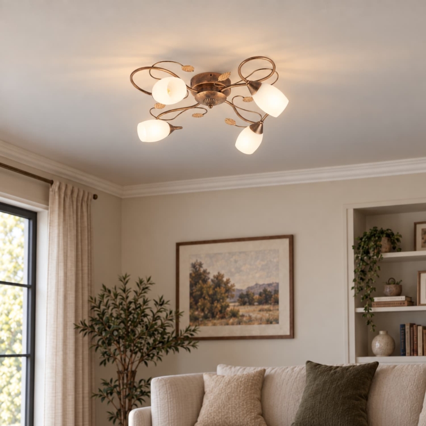 BRILAGI - Lampa sufitowa GRACE 4xE27/40W/230V śr. 68 cm patyna/miedziana