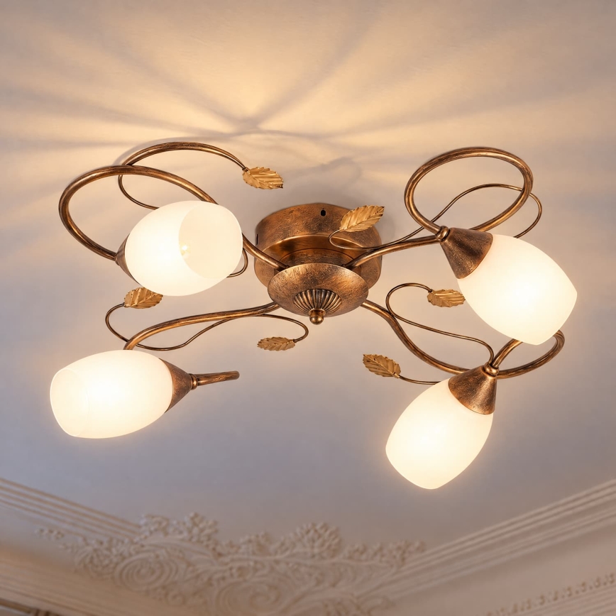 BRILAGI - Lampa sufitowa GRACE 4xE27/40W/230V śr. 68 cm patyna/miedziana