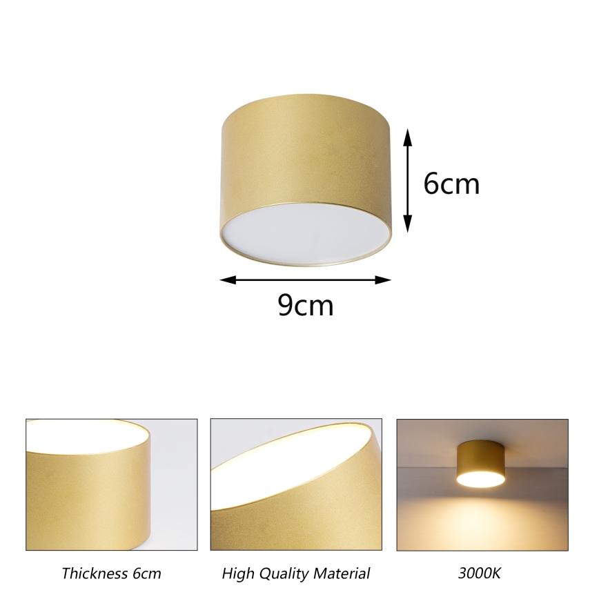 BRILAGI - Lampa sufitowa do łazienki FORIS LED/9W/230V śr. 9 cm złota IP44 CRI 90