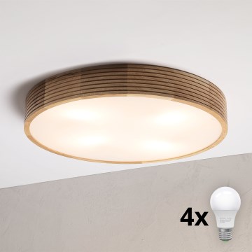 Brilagi - Lampa sufitowa LED CARVALHO MODERN 4xE27/60W/230V dąb śr. 57,5 cm