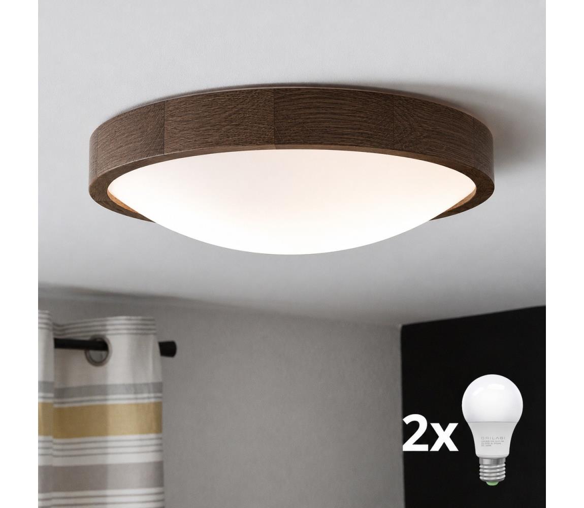 Brilagi - Lampa sufitowa LED CARVALHO SLIM 2xE27/15W/230V dąb orzechowy śr. 37 cm