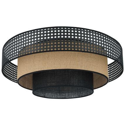 Brilagi - LED Lampa sufitowa DAKOTA LUNETA LED/12W/230V śr. 60 cm 3000K/4000K/6400K czarna/rattan