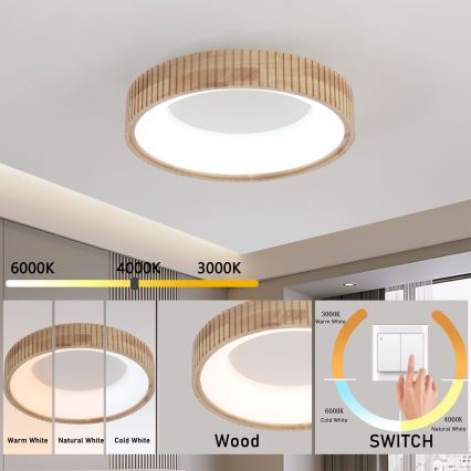 Brilagi - LED lampa sufitowa FALCON WOOD MODERN LED/30W/230V 3000/4000/6000K śr. 45 cm, drewno