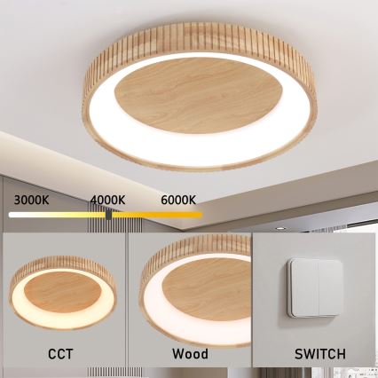 Brilagi - Lampa sufitowa LED FALCON WOOD MODERN LED/40W/230V 3000/4000/6000K Ø 60 cm drewno