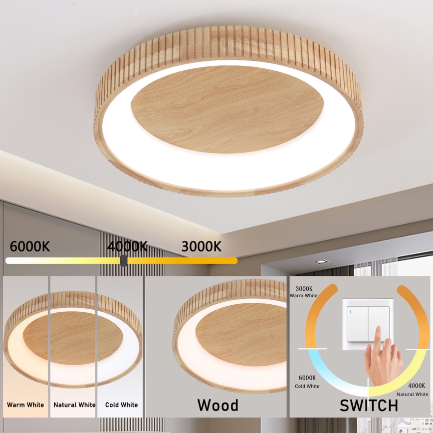 Brilagi - Lampa sufitowa LED FALCON WOOD MODERN LED/40W/230V 3000/4000/6000K Ø 60 cm drewno