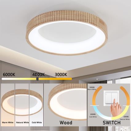Brilagi - oprawa sufitowa LED FALCON WOOD MODERN LED/40W/230V 3000/4000/6000K śr. 60 cm drewno