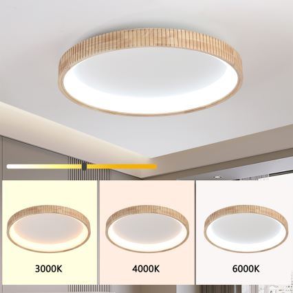 Brilagi - Oprawa sufitowa LED FALCON WOOD MODERN LED/60W/230V 3000/4000/6000K śr. 80 cm drewno