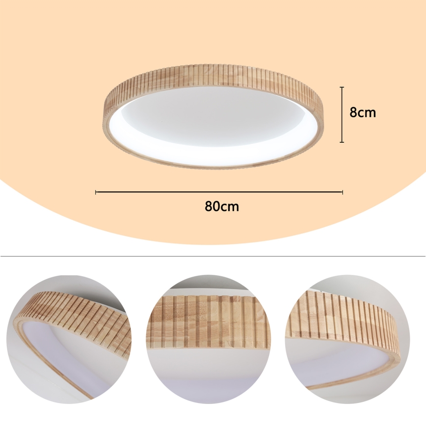 Brilagi - Oprawa sufitowa LED FALCON WOOD MODERN LED/60W/230V 3000/4000/6000K śr. 80 cm drewno