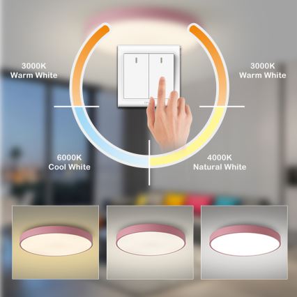 Brilagi - Lampa sufitowa LED POOL/100W/230V 3000/4000/6000K śr. 80 cm różowa