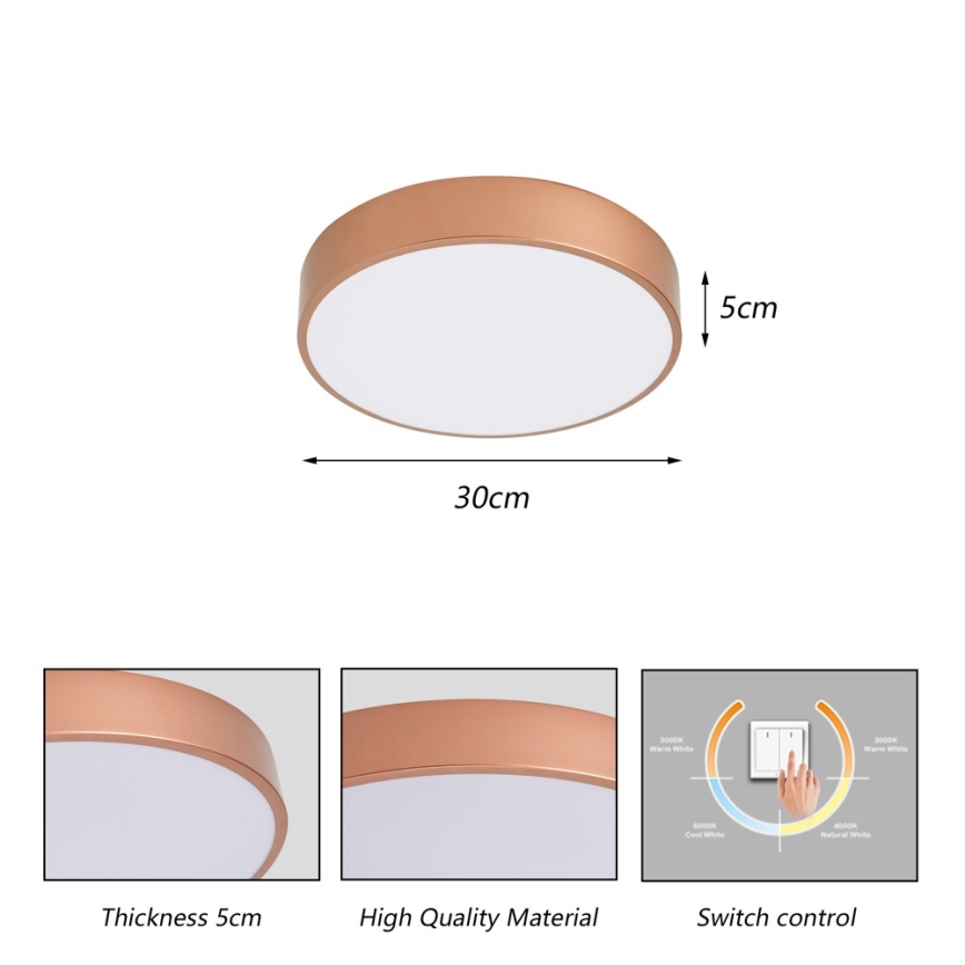 Brilagi - Oprawa sufitowa POOL LED/36W/230V 3000/4000/6000K Ø 30 cm brązowa