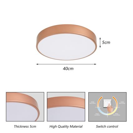 Brilagi - Oprawa sufitowa LED POOL LED/48W/230V 3000/4000/6000K śr. 40 cm brązowa