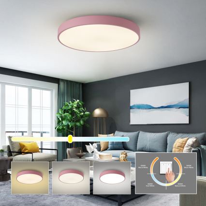 Brilagi - LED lampa sufitowa POOL LED/60W/230V 3000/4000/6000K śr. 60 cm różowa