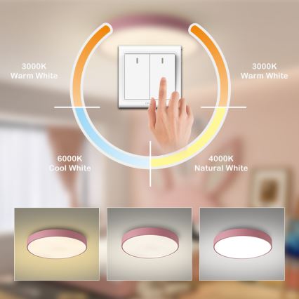 Brilagi - LED lampa sufitowa POOL LED/60W/230V 3000/4000/6000K śr. 60 cm różowa