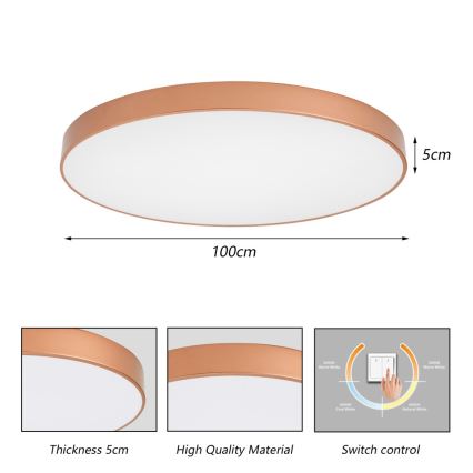 BRILAGI - LED oprawa sufitowa POOL LED/128W/230V 3000/4000/6000K śr. 100 cm brązowa