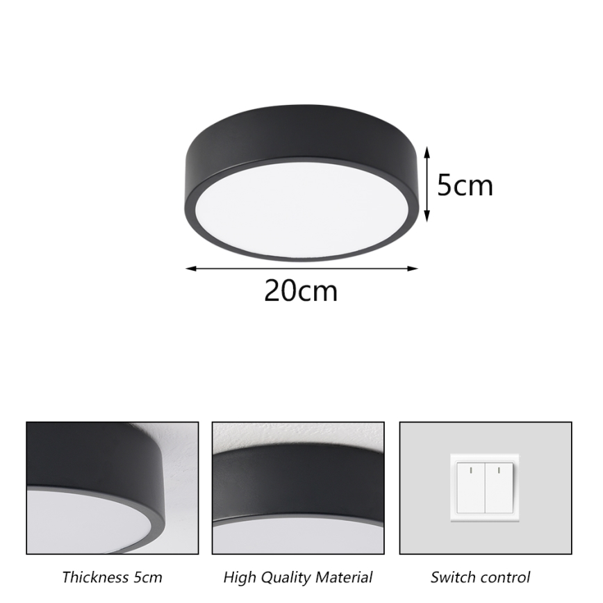 Brilagi - Lampa sufitowa LED POOL LED/18W/230V 3000/4500/6000K śr. 20 cm czarna