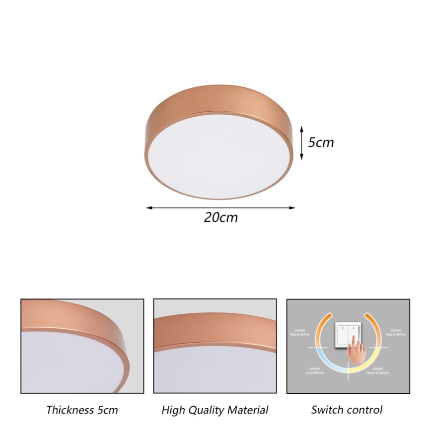 Brilagi - LED plafon POOL LED/24W/230V 3000/4000/6000K śr. 20 cm brązowy