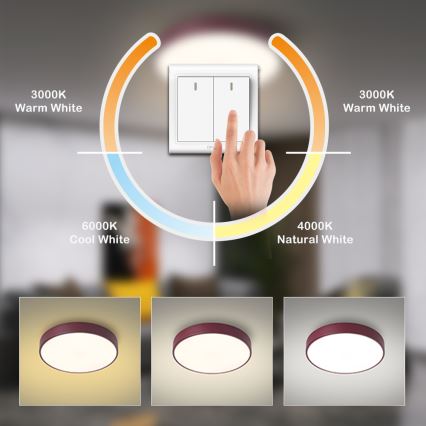 Brilagi - Oprawa sufitowa LED POOL LED/36W/230V 3000/4000/6000K, średnica 30 cm, bordowy