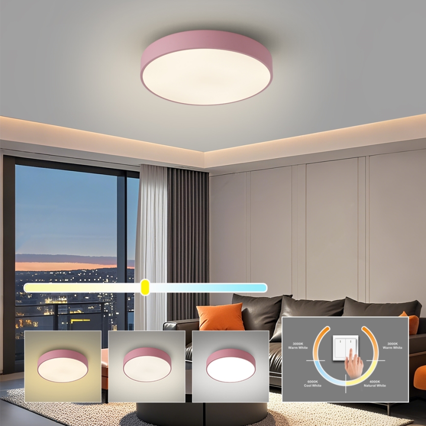 Brilagi - Lampa sufitowa LED POOL LED/48W/230V 3000/4000/6000K śr. 40 cm różowa