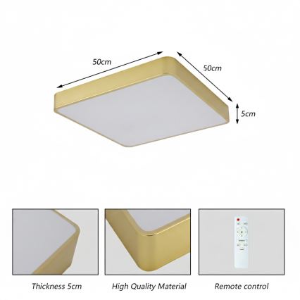 Brilagi - Lampa sufitowa LED POOL LED/48W/230V 3000/4000/6000K 50x50 cm złota