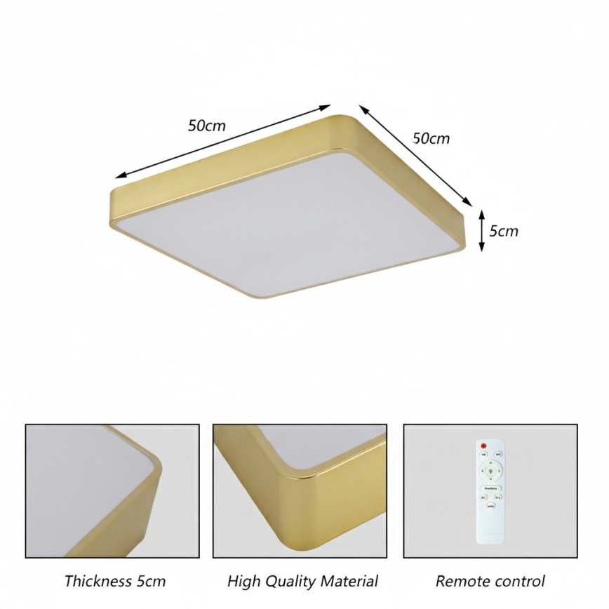 Brilagi - Lampa sufitowa LED POOL LED/48W/230V 3000/4000/6000K 50x50 cm złota