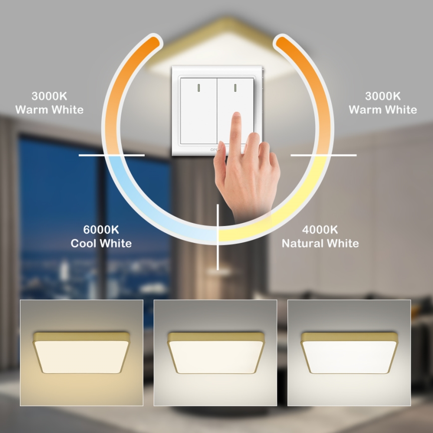 Brilagi - Lampa sufitowa LED POOL LED/48W/230V 3000/4500/6000K 50x50 cm złota