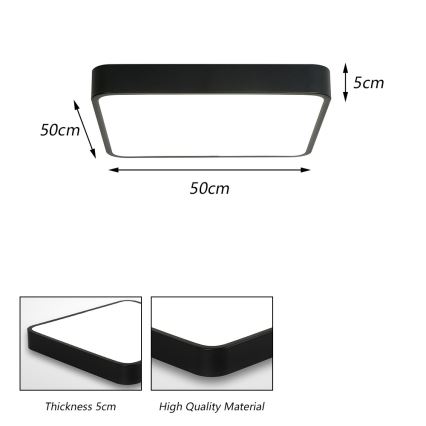 Brilagi - LED lampa sufitowa POOL SQUARE LED/48W/230V 3000/4500/6000K 50x50 cm czarna