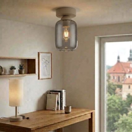 BRILAGI - LED Lampa sufitowa RETRO GLASS 1xE27/60W/230V śr. 14 cm beżowa/dymnoszara