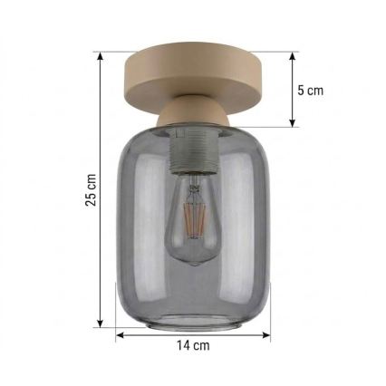 BRILAGI - LED Lampa sufitowa RETRO GLASS 1xE27/60W/230V śr. 14 cm beżowa/dymnoszara