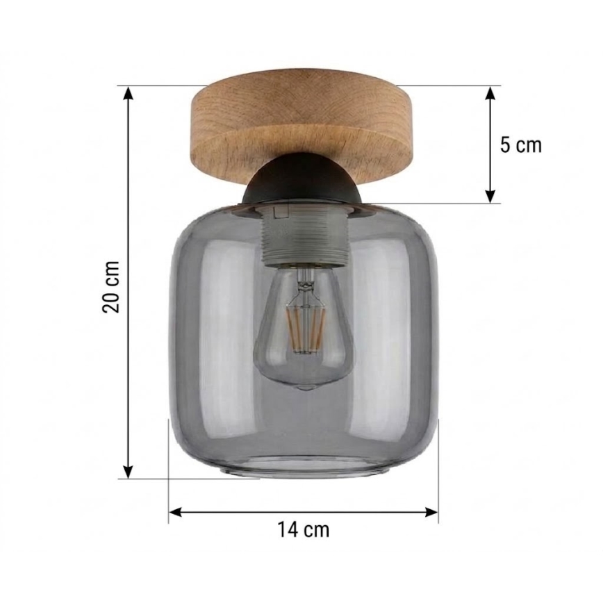 BRILAGI - Lampa sufitowa LED RETRO GLASS 1xE27/60W/230V śr. 14 cm dąb/dymnoszary