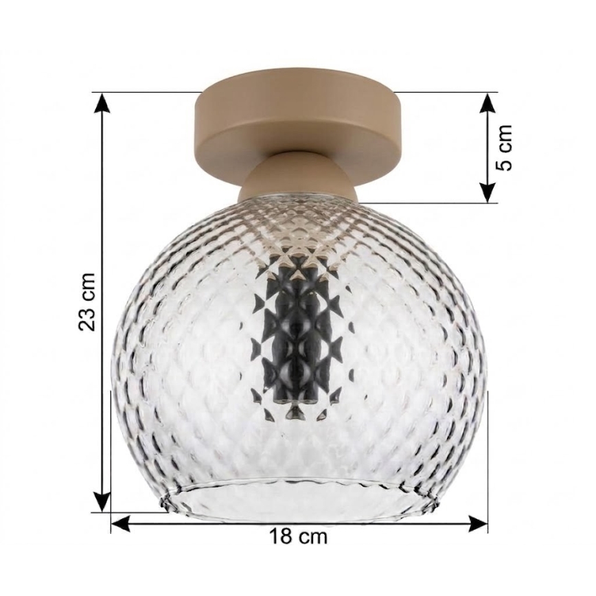 BRILAGI - Lampa sufitowa LED RETRO GLASS 1xE27/60W/230V Ø 18 cm beżowa/dymnoszara